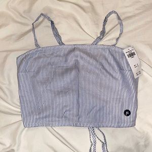 NWT Hollister pinstriped cross tie back crop tank